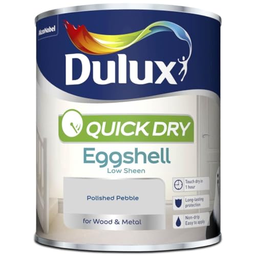DRW Polished Pebble Quick Drying Eggshell Paint 750ml | Interior Wood and Metal Paint | Durable Low Sheen Finish | Fast Drying Trim Paint for Doors Skirting Boards and Furniture