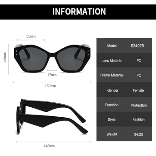 Lunettes de soleil designer polygone design rétro détails rivets de luxe - 5