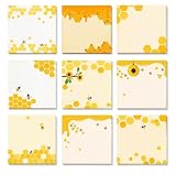 9 Pieces Bee Sticky Notes 3x3 Inch Cute Bee Note Pads Adesive Bee Memo Notes for School Office Home Supplies Students Teachers Gift