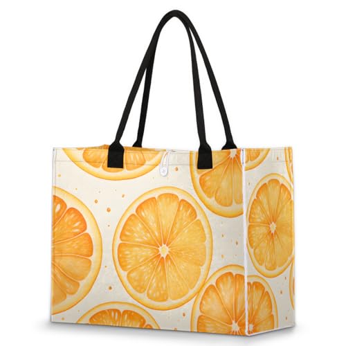 Orange Slices Fruit Tote Bag for Women Large Beach Bag Reusable Tote Bags for Work Travel Beach Shopping