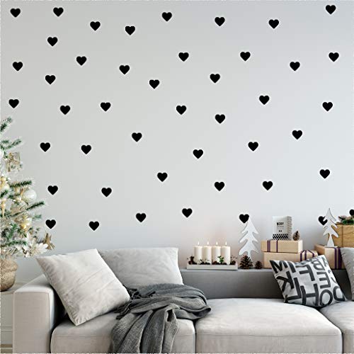 Stickerdeen | Heart Shape Decoration Removable Wall Art Vinyl Decal Stickers | (Pack Of 80) (Black) #TOP3