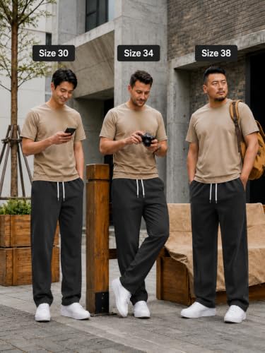 Image of Preneum Men Mid Rise Poly Cotton Loose Fit Trouser|Korean Style Travel & Lounge Wear with Pockets (Available in Plus Size)