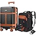 Lumesner 5 Piece Luggage Sets with Travel Backpack, 20" Carry On Hardside Spinner Suitcases, TSA Lock, Durable PC (Black, 5 piece set (20inch))