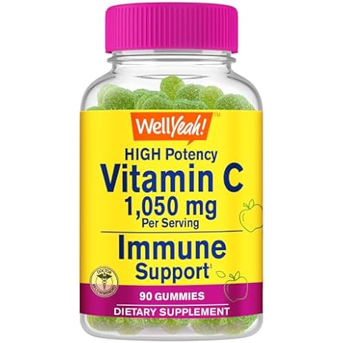 WellYeah Vitamin C 1050 mg Gummies - Natural Sourced Flavors - Immune Support Dietary Supplement, Antioxidant Support - Extra Strength Vegetarian Gummy, Non-GMO, Gluten Free - 30 Servings Cover