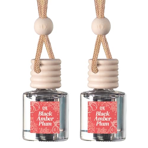 Image of C&E Craft Co Hanging Car Air Freshener Diffuser 2 Pack, Long Lasting Fragrance Oil Car Freshener, Glass Bottle Auto Air Freshener, Made in USA (Black Amber Plum)