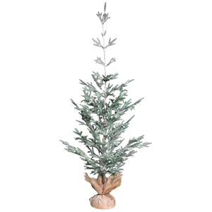 Northlight Frosted Slim Pine Artificial Christmas Tree in Burlap Base 5 Unlit