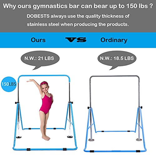 Dobests Gymnastics Bar Equipment For Home For Kids Height Adjustable Junior Training Kip Bar Uneven Bars For 3-7 Years (Blue) #TOP7