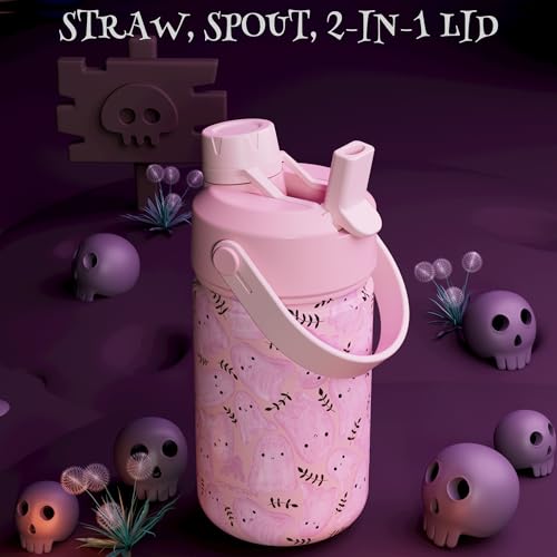 12 oz Halloween Kids Insulated Water Bottle: 2-in-1 Straw Spout Lid, Leakproof, BPA-Free, Keep Cold 24H, Stainless Steel Cup for Party, School,... - Image 5