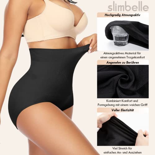 SLIMBELLE Braguita Moldeadora Nalgas Cintura Alta para Mujer Braga Faja Reductora Postparto Talla Grande Ropa Interior Adelgazante Body Shaper Shapewear Lenceria Invisible Negro-L