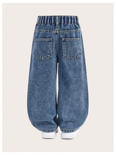 Verdusa Toddler Girl's Rhinestone Sparkly Wide Leg Jeans Streetwear Denim Pants with Pockets2