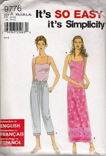 Patron de couture Simplicity 9776 jupe femme pantalon ample et haut tricot stretch XS-XL