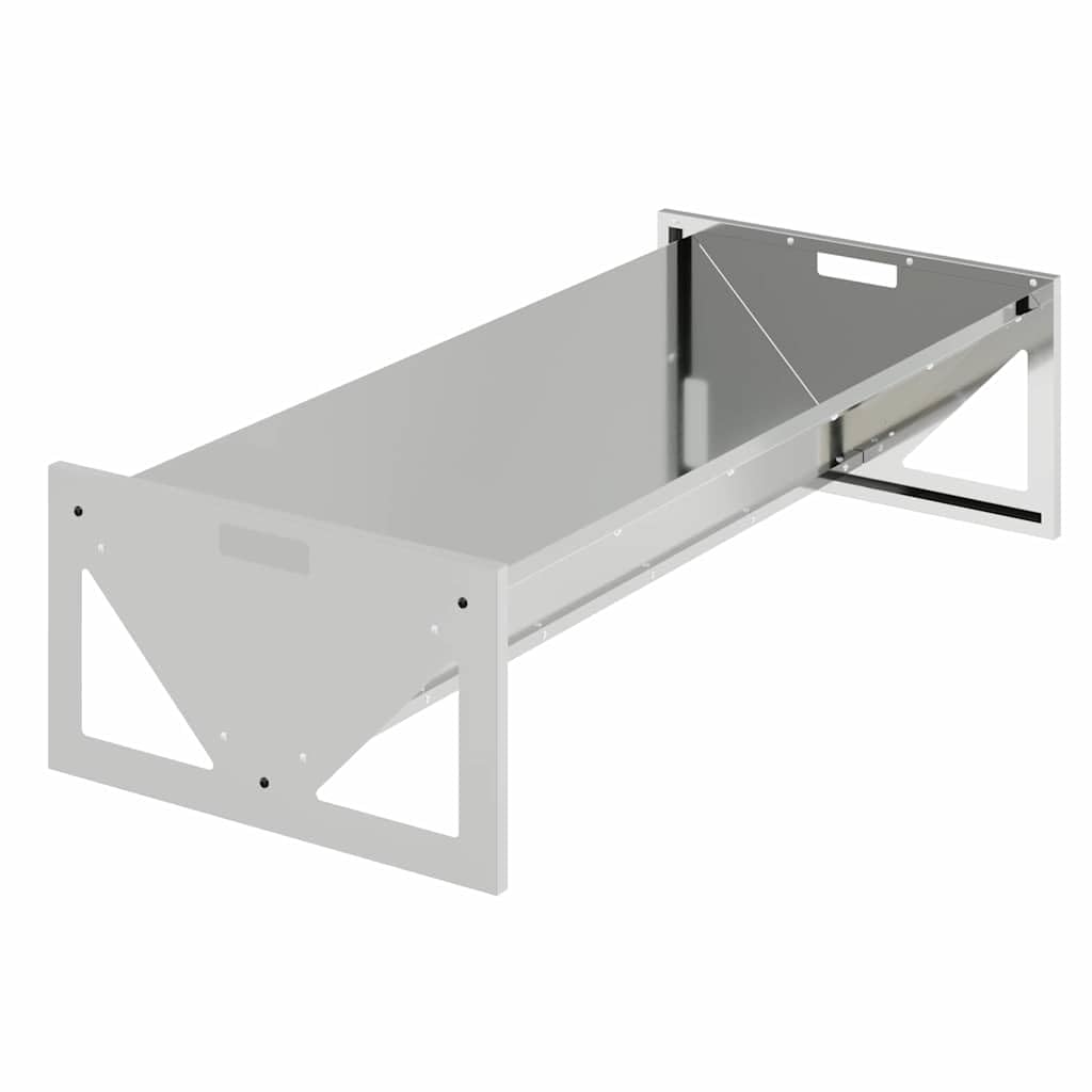 Mangiatoia per animali da fattoria in acciaio zincato argento, 108 x 50 x 28 cm, resistente alle intemperie, robusto, per interni ed esterni, con capacità di 10 kg, pratica mangiatoia per