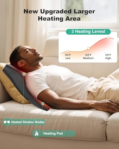 Image of Snailax Cordless Shiatsu Neck Massager with Heat & Vibration, Back Neck Shoulder Massager for Pain Relief Deep Tissue, 4D Kneading Back Massage Pillow, Rechargeable Portable Massage