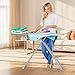 Giantex Ironing Board with Iron Rest, 57'' x 16.5'' Carbon Steel Iron Board with 4 Layer Heat Resistant Cover and Pad, 7 Adjustable Heights, Non-Slip Legs, Folding Heavy Duty Ironing Boards, Blue