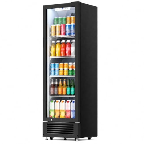 Image of Kismile 9.1 Cu.Ft Large Commercial Refrigerator, Beverage Refrigerator with Wheels, Lock & Key, Adjustable Shelves, Double-Tempered Glass Drink Fridge for Bar, Restaurant, Home or Outdoor