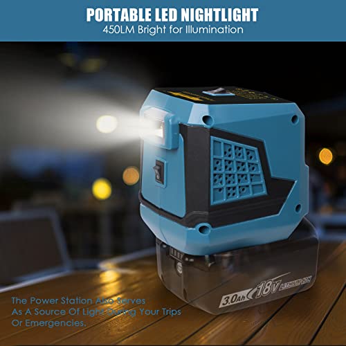 200W Power Inverter For Makita 18V Battery (Battery Not Included) Portable Power Station W/Ac Outlet Usb-A Type-C Ports Led Light Outdoor Generator For Road Trip, Home Emergency, Laptop Etc. #TOP5