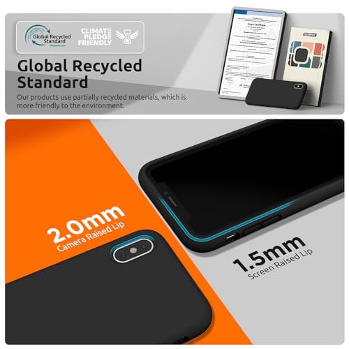 SURPHY Silicone Case for iPhone Xs Max, Liquid Silicone Shockproof Protective Case Cover (Full Body Thick Case with Microfiber Lining) Compatible with iPhone Xs Max 6.5,Black