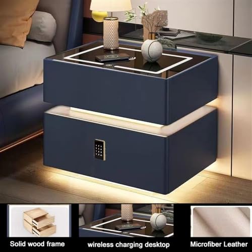 Table de chevet intelligente en bois : meuble de nuit LED à code et induction - 3