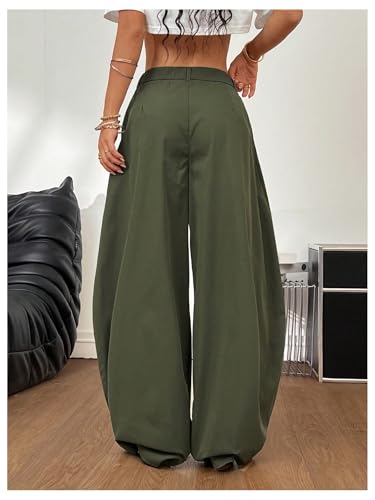 Milumia Women's Y2k Low Waist Wide Leg Baggy Pants Pleated Loose Fit Casual Trousers3