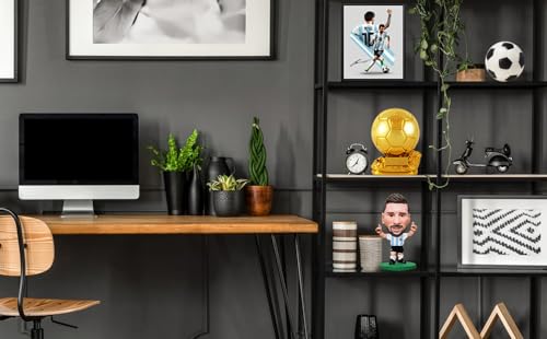 Azonee Ballon d'Or Trophy Football Trophy, Golden Ballon Football Trophy, Best Soccer Trophy Resin Replica with Electroplating Process for Office Decorations Fans Gifts and Birthday Gift