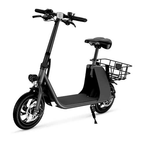 Electric Scooter for Adults, Foldable E Scooter with Seat & Carry Basket, E...
