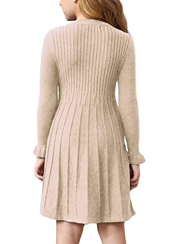 Pengfei Little Girls Knit Sweater Dress Long Sleeve Ribbed Ruffle Dress Kids Pullover Dresses #TOP1