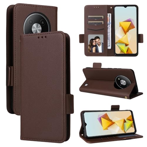 Funda Optus X Start 3 tipo cartera piel marrón carcasa con tapa trasera y tarjetero