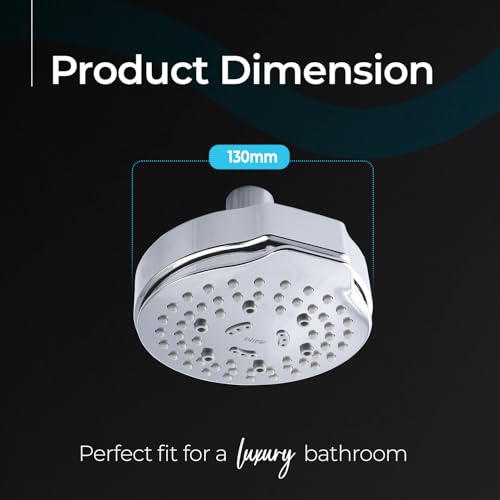 Image of Mila Cliq Multi-Function Overhead Shower Head | 4-Function Rain Massage Mist Mixed Spray | Chrome Finish Round Showerhead for Wall Mount |Durable ABS Body, Wide Coverage, Easy Install|Bathroom Fitting
