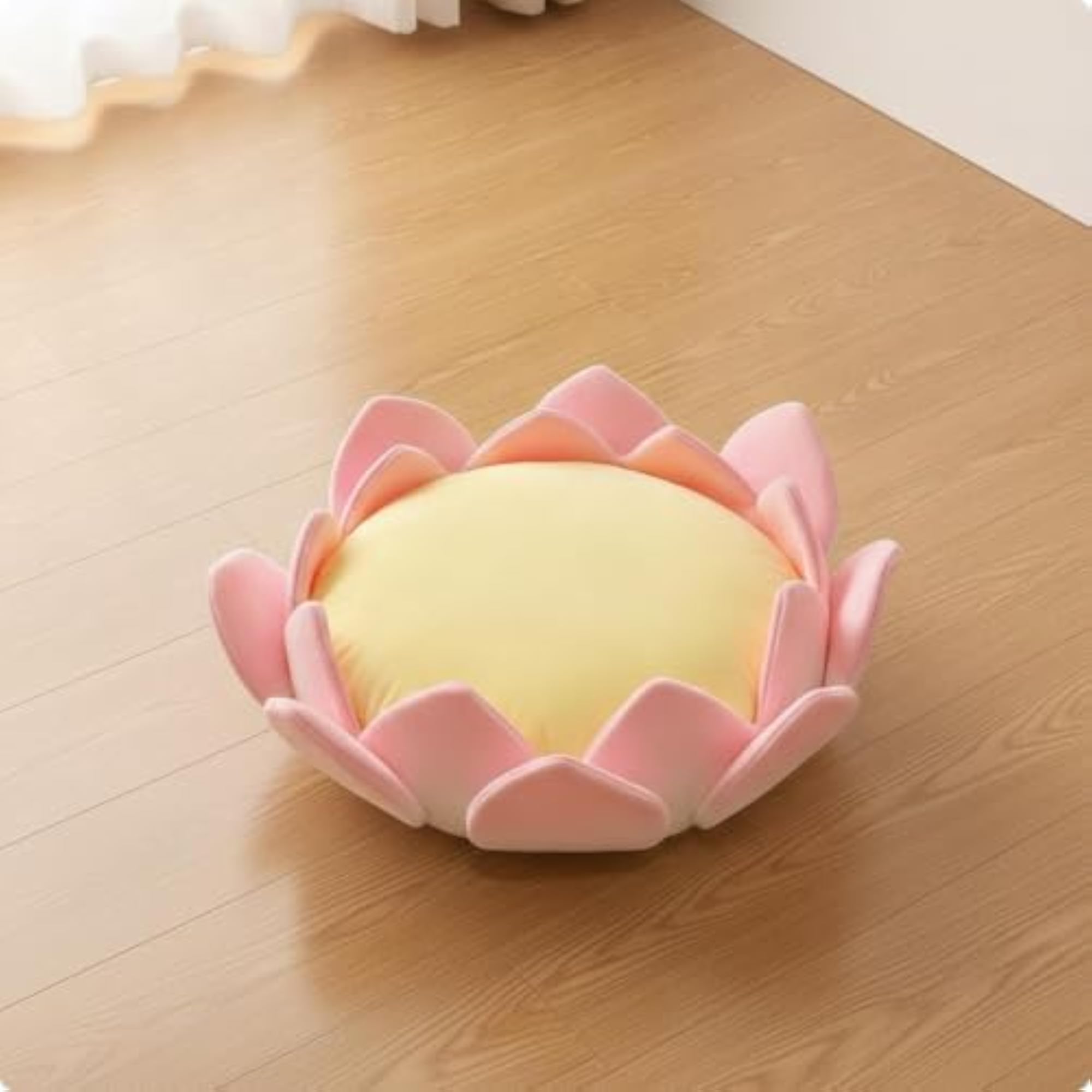 Plush Rounded Flower Seat Cushion for Tatami Room