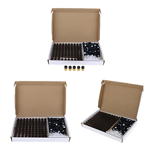 3x 約100個 ガラス サンプルボトル 小分け容器 香水びん 精油 3サイズ