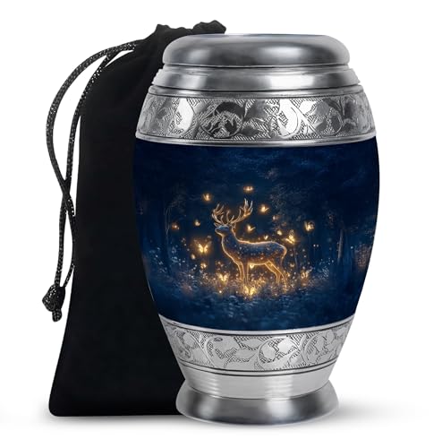 Image of Deer Urn for Ashes Unique Burial Urn for Ashes Male & Female 10 Inch Large | Unique Burial Urn for Ashes Adult Male & Female, Decorative Funeral Urns,