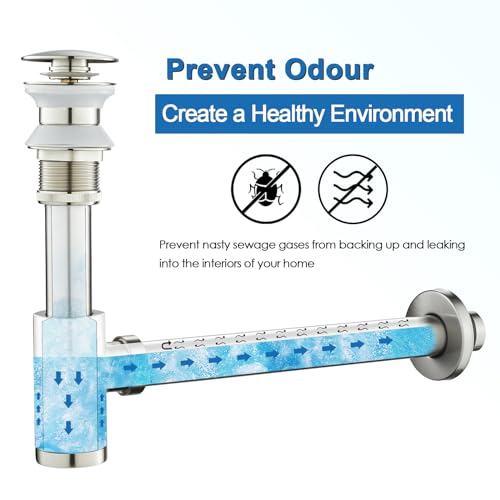 Snapklik.com : Bathroom Sink P-Trap Complete Set, Adjustable 1-1/4 Bottle Trap, Brass Sink Waste ...