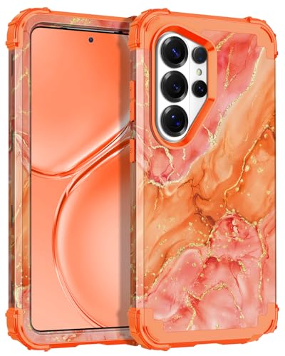 Casetego for Galaxy S26 Ultra Case,Three Layer Heavy Duty Sturdy Shockproof Protection Full Rugged Hard PC+Soft TPU Bumper Protective Girls Case for Samsung Galaxy S26 Ultra 5G 6.9 inch,Orange
