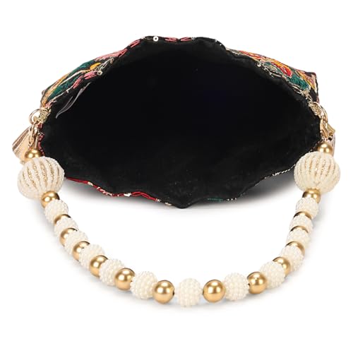 Image of LONGING TO BUY Indian Ethnic Pearls & Sequence Potli Bag for Women, Wedding Potli Bag and For Ethnic Wear
