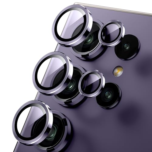 Image of WSKEN for Samsung Galaxy S24 Ultra Camera Lens Protector - Ultra Thin | Case Friendly, 9H Shatterproof Tempered Glass, Anti Scratch Metal Circle, Camera Screen Protector Cover Accessories, Violet