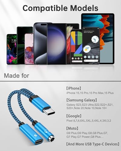 2Pack 2 in 1 USB C to 3.5mm Aux Adapter, Android Dongle C to C Fast Charging for Apple iPhone 17 Air 16 15 Galaxy Headphone Jack Adapter, 60W PD Auxiliar Audio Cord Adoptor, Male to Female Converter