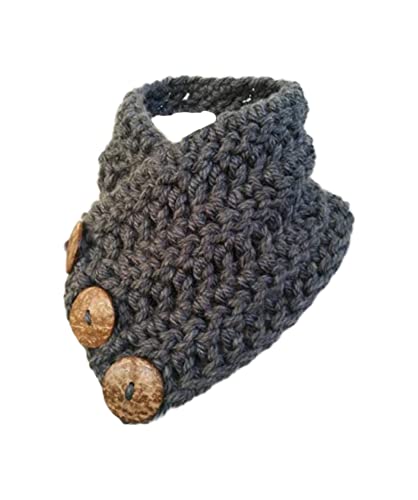 3 Button Chunky Unisex Boston Harbor Scarf Dark Grey