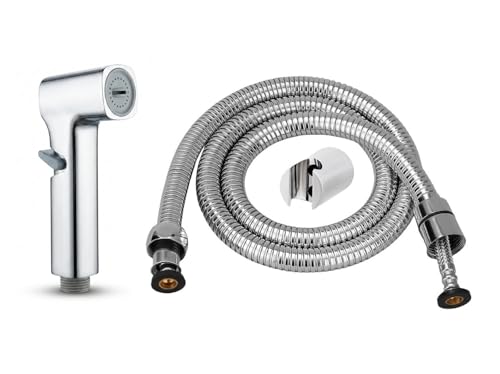 Image of MHS High Pressure Jet Spray for Toilet | Health Faucet Set with Hand Shower Gun & 1M SS Hose Pipe | Bathroom Toilet Jet Spray for Hygiene Cleaning | Toilet Gun for Western Toilet (Square Updown Abs)