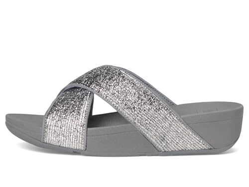 FitFlop Women's Lulu Crinkled-Shimmer Cross Slides Wedge Sandal4