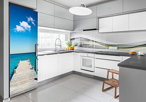 Vinilo para nevera autoadhesivo Tulup de 70x190 cm con diseño de madera de muelle 3