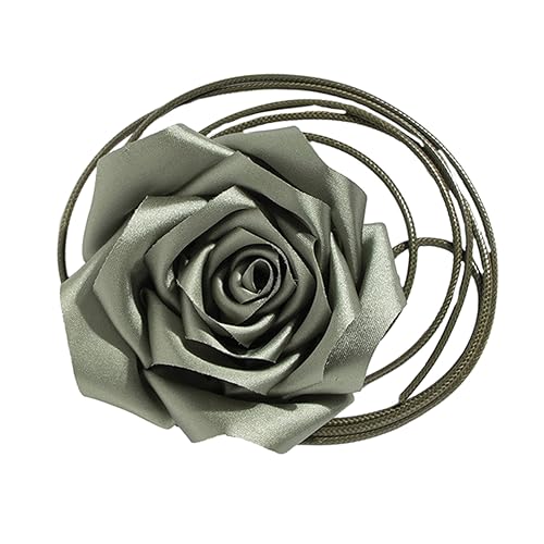 Casual Flower Knot Waist Belt Large Fabric Rose Waist Rope Elastic Waist Strap Vintage Body Waist Belt For Dress Pants, Green