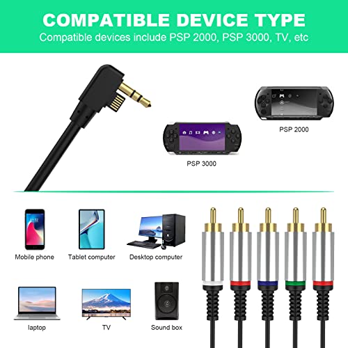 Auhsuxo Component Hd Audio Video Cable Hdtv Composite Cable Adapter For Psp 3000/2000.(1.5M/4.9Ft) #TOP2