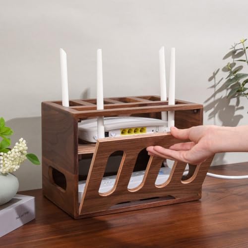 Boîte de rangement de fils en bois à 2 niveaux pour éliminer les nœuds de câbles du hub USB - 7