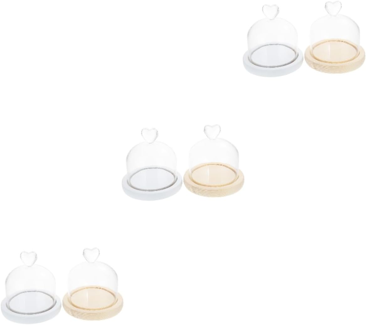 Alipis 6pcs Creative Glass Dome for Preserved Flowers and Landscapes Elegant Display Cover and Base for Home Decor and Crafting