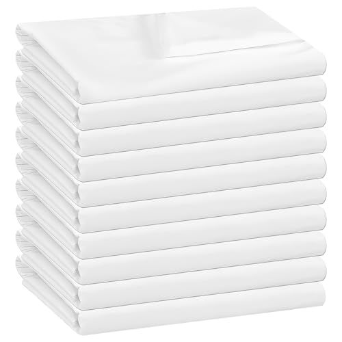 10 Pack White Flat Sheets Only Twin Size,Soft Microfiber Bedding Sheet