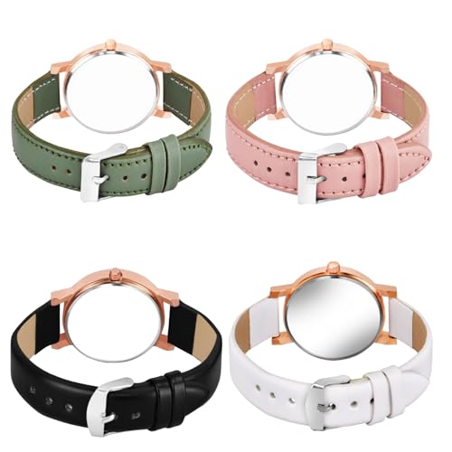 Image of Multicolor Flower Dial Leather Strap Gifts for Women Formal Girl's and Women's Watch Women's Analog Combo Watch for Women (Pack of 4)