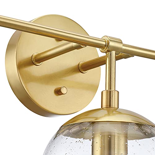 Image of Design House Gracelyn 3-Light Dimmable Bathroom Vanity Light, Seeded Glass, Satin Gold, 24.03 in W x 8 in D x 11.65 in H, 588889-SG | Dimmable, , Wall Mount, Contemporary /Modern, Steel, Lighting, 588889-SG
