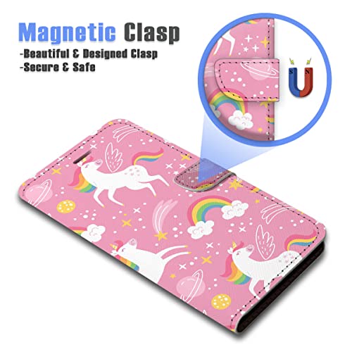 For Iphone 12 Pro Max, Designed Flip Wallet Phone Case Cover, A24645 Rainbow Unicorn 24645 #TOP2