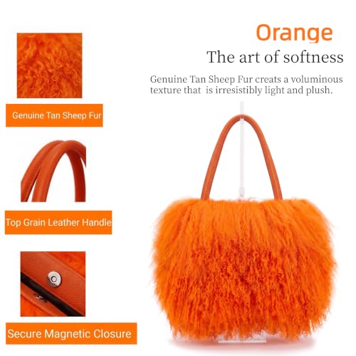 Image of Women Luxury Real Curly Mongolian Lamb Fur Purse