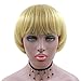 NEWPECK Girls Golden Mushroom Wig Short Bob Wig With Bangs Blonde Bowl Cut Wig Cap For Women